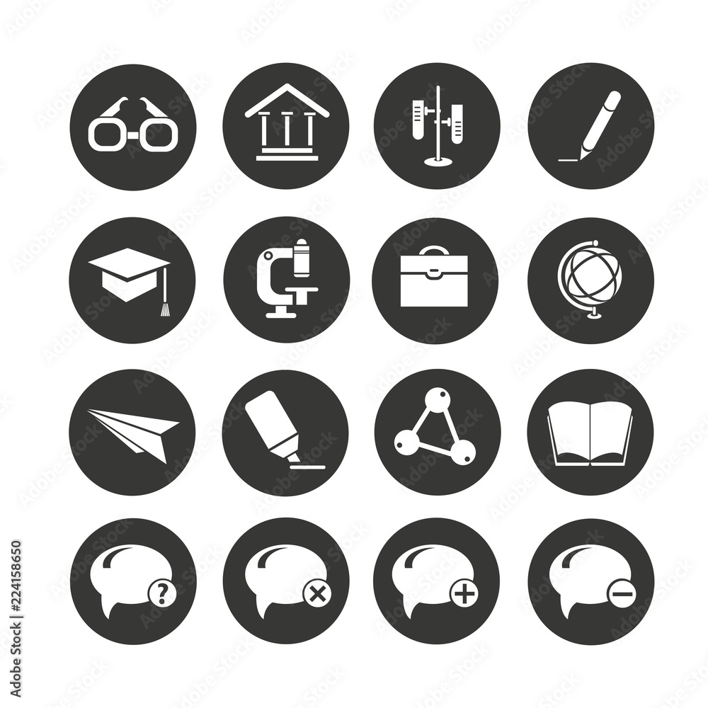 education icons set in circle button style education icons set in circle button style