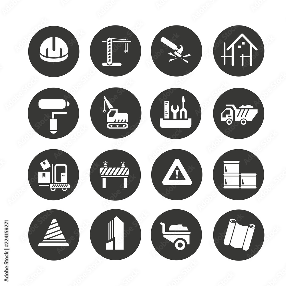 construction icons set in circle button style construction icons set in circle button style