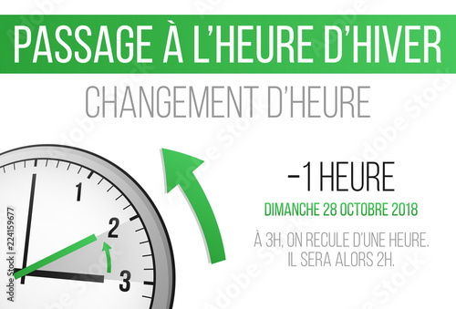 changement d'heure - passage à l'heure d'hiver - 28 octobre 2018