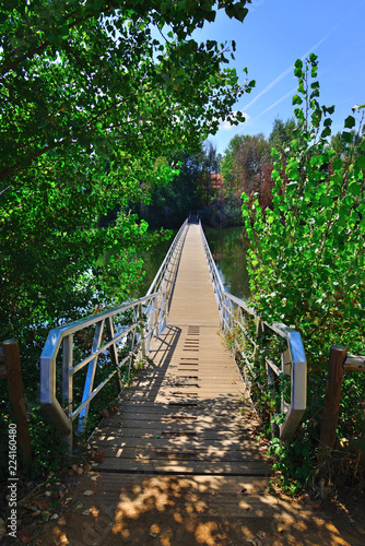 Bridge over the river Bullaque de las Tablas de la Yedra in Piedrabuena, Ciudad Real, Spain. photo