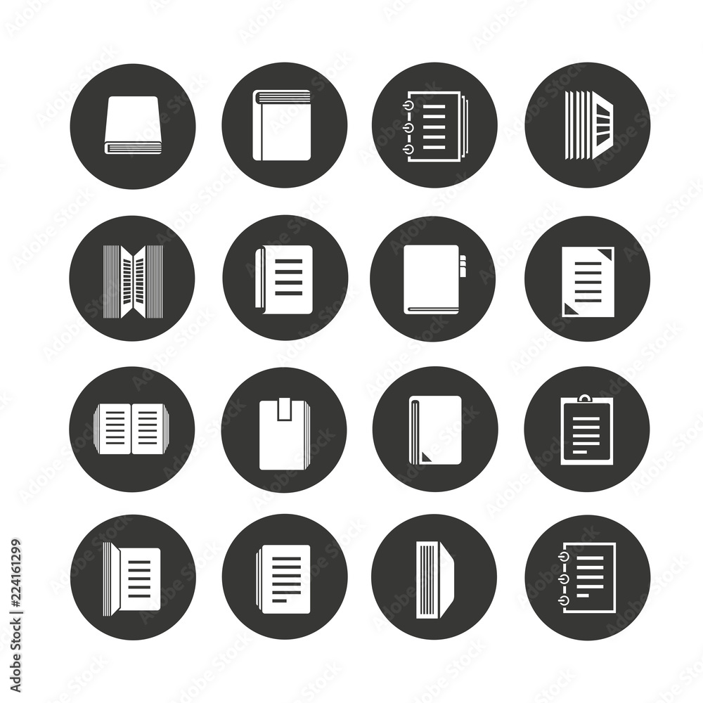 document icons set in circle button style document icons set in circle button style