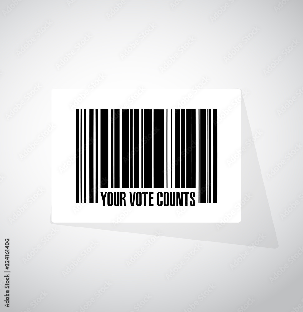 Your vote counts barcode message concept Your vote counts barcode message concept