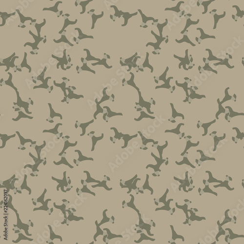 UFO military camouflage seamless pattern in different shades of beige and green colors