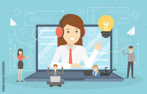 Woman support clients and help them with problems
