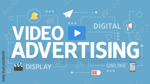Video advertising concept. Advertising and promotion online