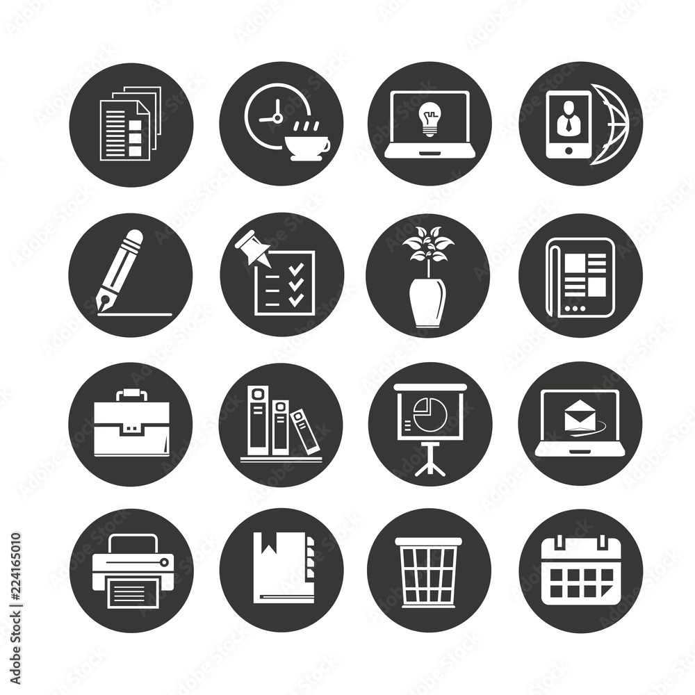 office icon set in circle buttons office icon set in circle buttons