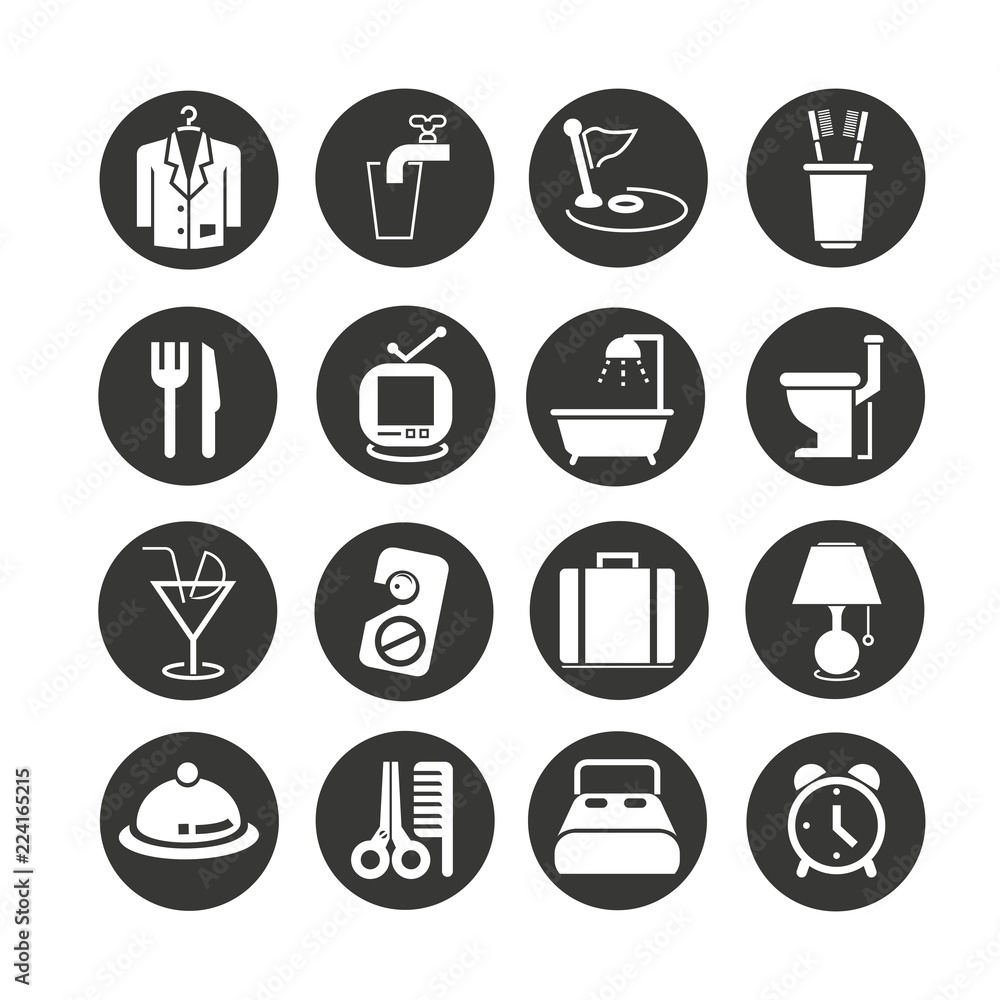 hotel service icon set in circle buttons hotel service icon set in circle buttons