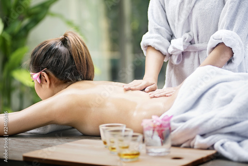 Asian woman relax and receiving massage