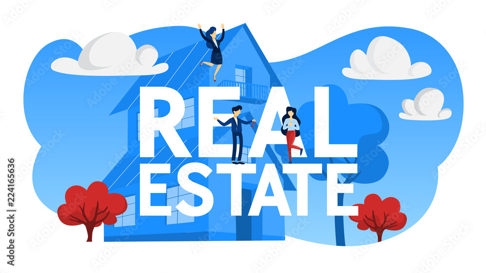 Real estate concept illustration. Bying and selling property.