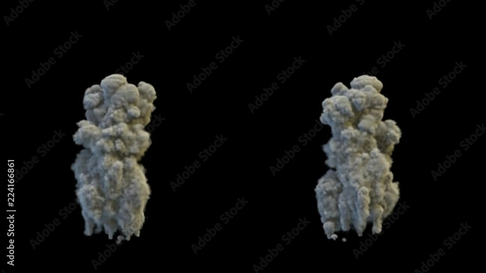 Volcano eruption, a cloud of gray smoke, effect isolated on black background Volcano eruption, a cloud of gray smoke, effect isolated on black background