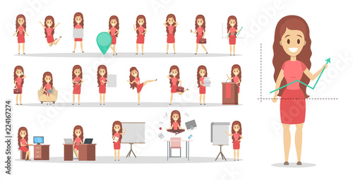 Set of business woman or office worker