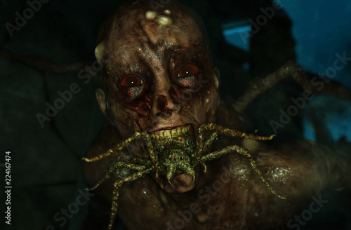Bug man,Infected man with spiders,3d illustration