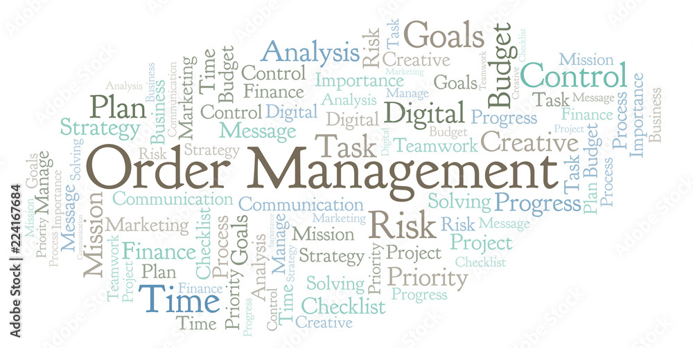 Order Management word cloud, made with text only.