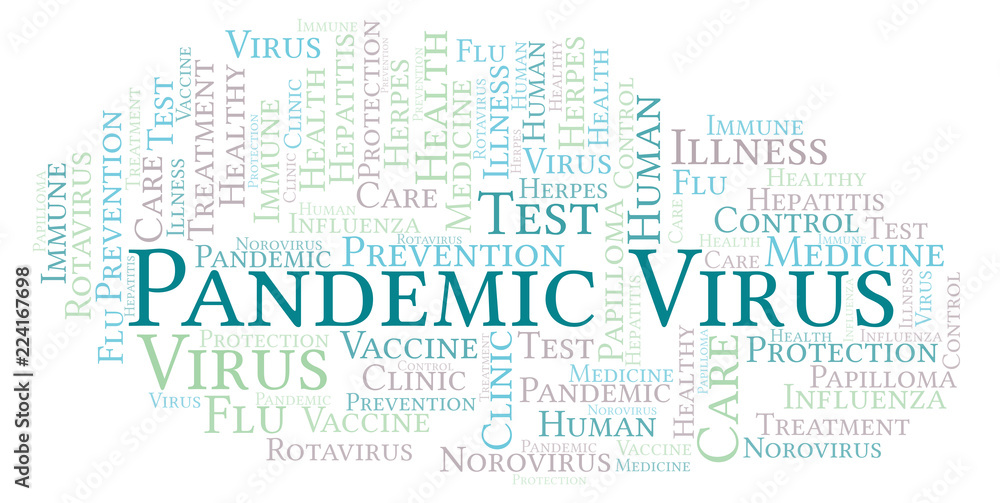 Fototapeta premium Pandemic Virus word cloud, made with text only.