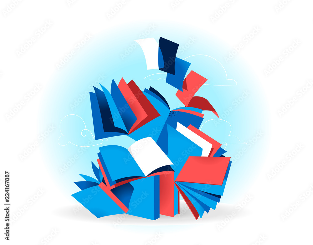 Obraz premium A lot of books flying away