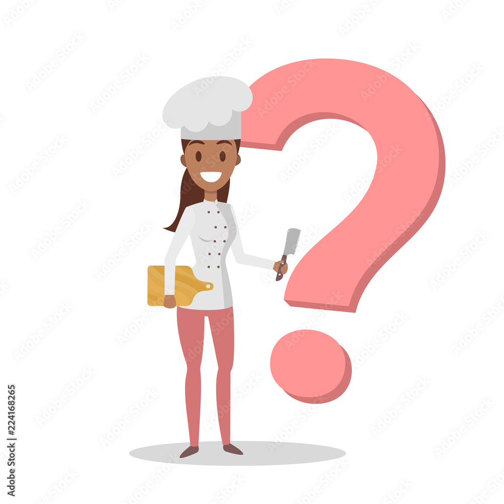 Female chef character in the uniform smiling Female chef character in the uniform smiling