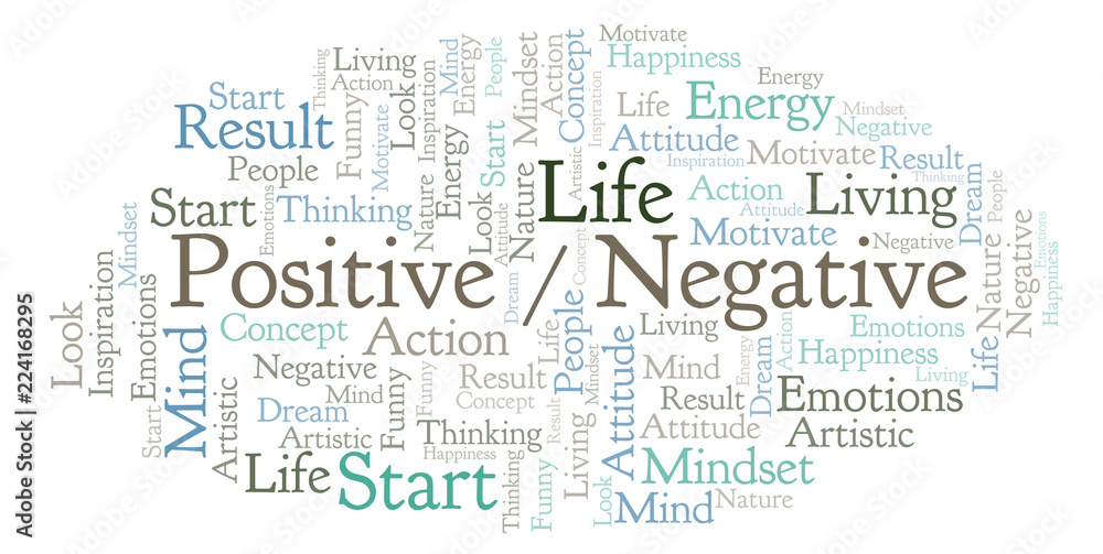 Fototapeta premium Positive _ Negative word cloud, made with text only.