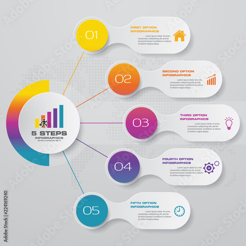 5 steps simple&editable process chart infographics element. EPS 10.