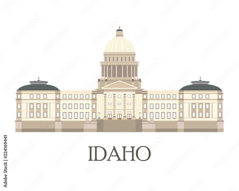 Flat isolated illustration of the Idaho State Capitol.