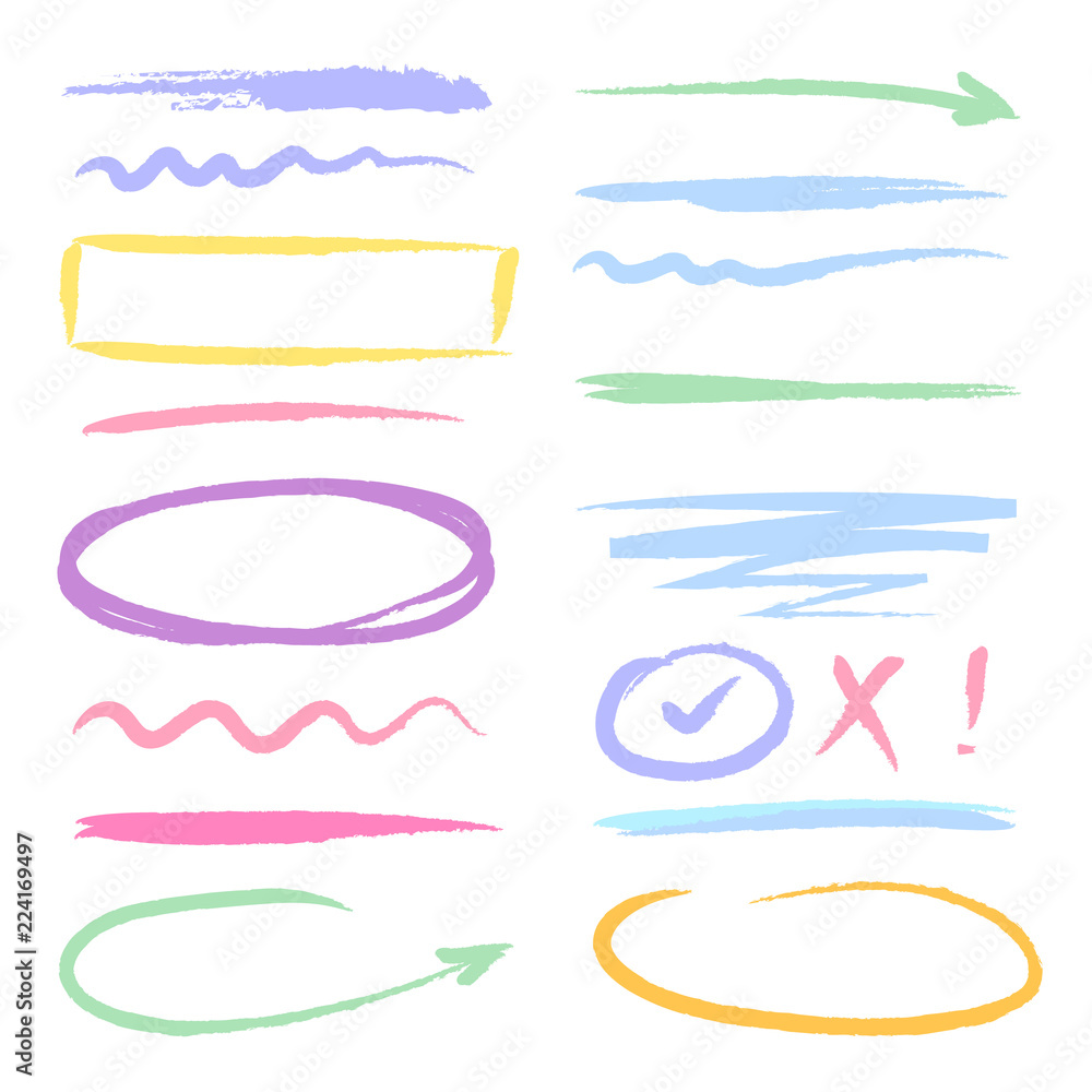 marker red highlighters. hand drawn brush ink scribble forms marker red highlighters. hand drawn brush ink scribble forms