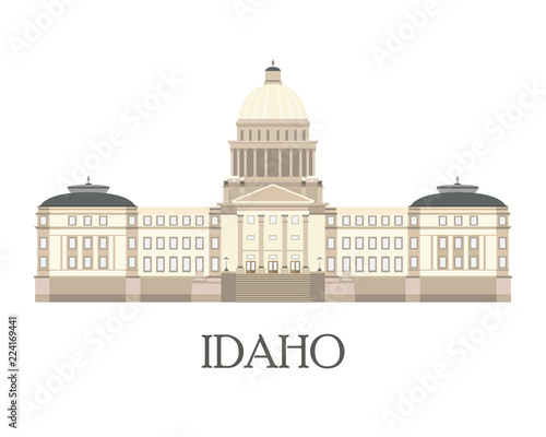 Flat isolated illustration of the Idaho State Capitol.