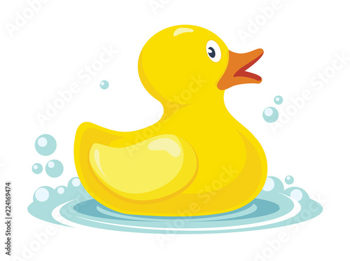 rubber yellow duck. bath children toy in water
