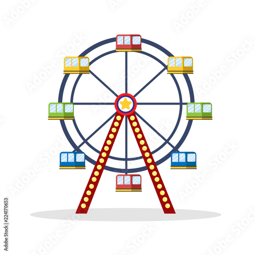 Cute ferris wheel in the amusement park.