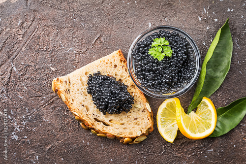 Black caviar on ice