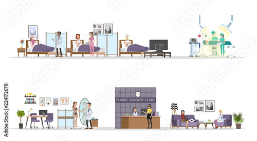 Plastic surgery clinic with rooms and reception set