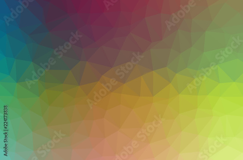 Abstract illustration of yellow, green, purple and blue triangle polygon background.