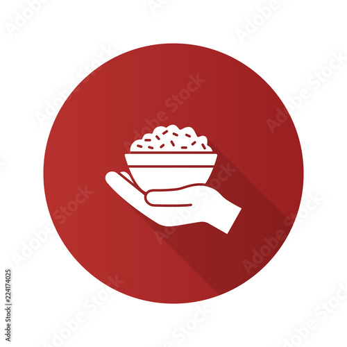 Food donation flat design long shadow glyph icon