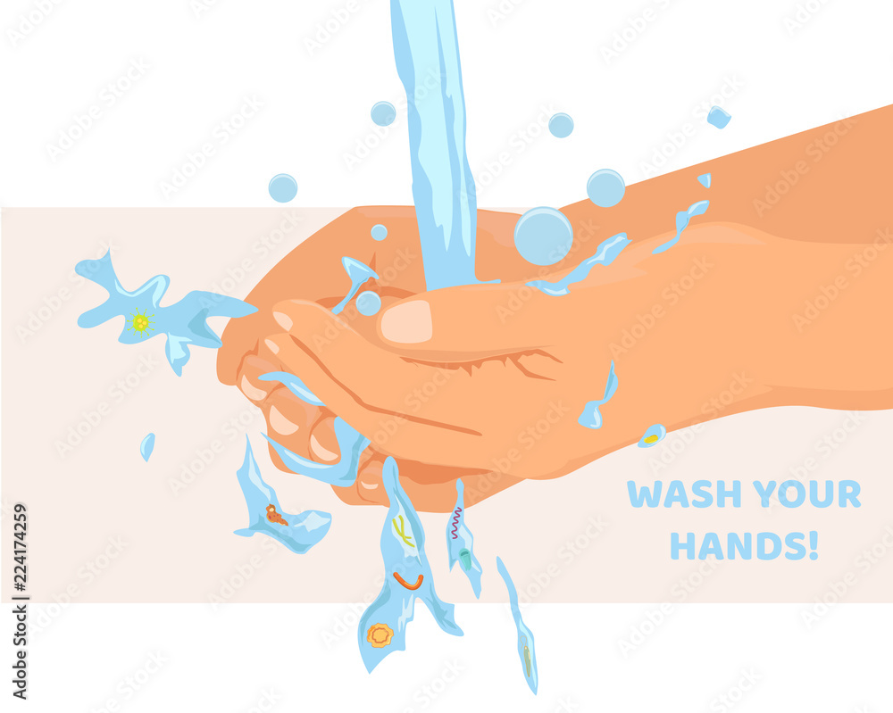 Fototapeta premium Washing hands removes bacteria