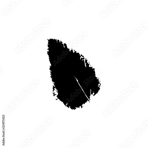 Black silhouette with leaf of tree. Single isolated clipart. Prints of leaves on branch. Flora and nature theme for paper cutting scrapbook design
