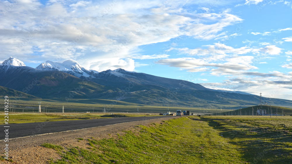 Obraz premium landscape with road and clouds