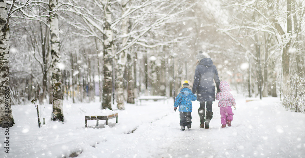 Winter park under the snow. A snowstorm in the city park. Park f Winter park under the snow. A snowstorm in the city park. Park f