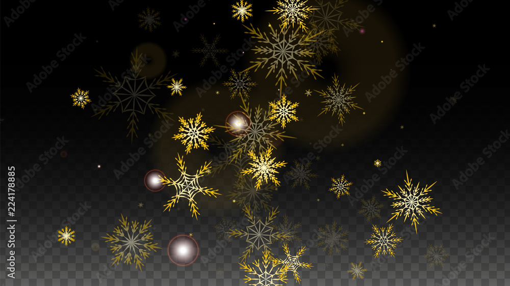 Christmas Vector Background with Gold Falling Snowflakes Isolated on ...