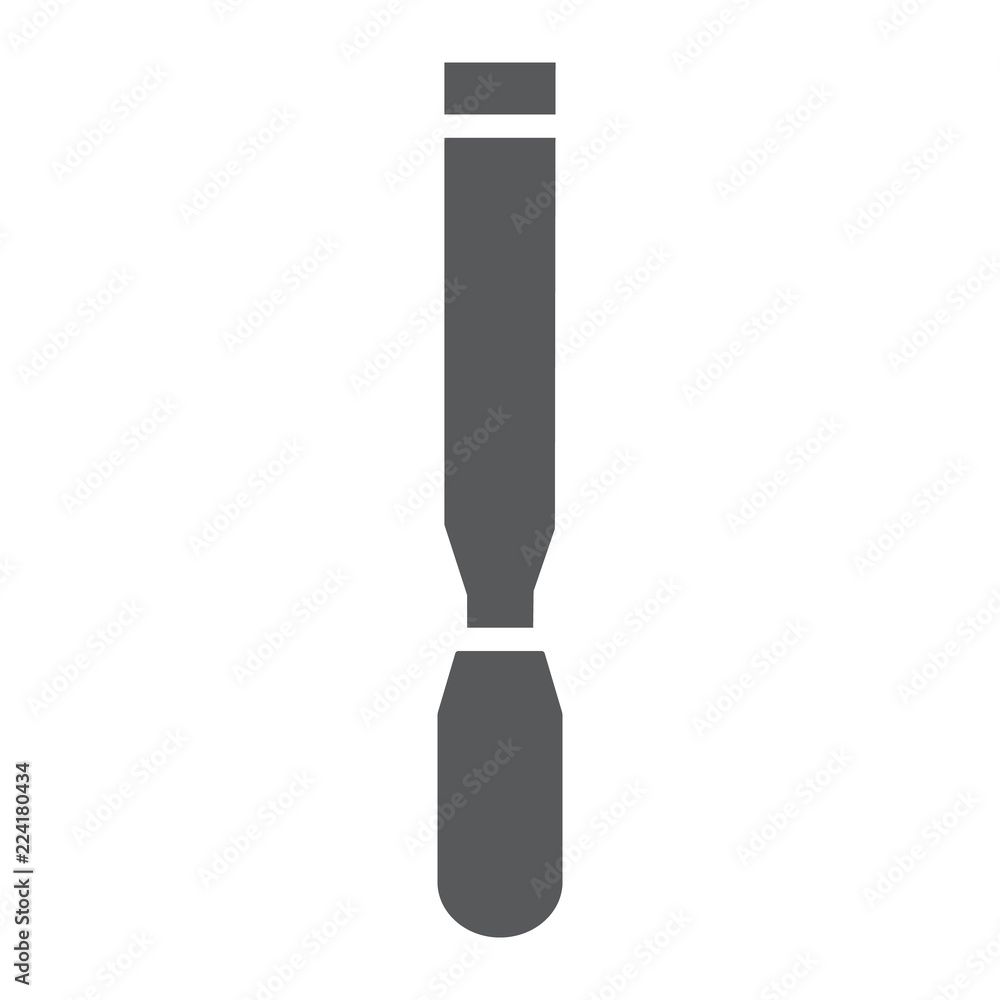 Chisel glyph icon, tool and repair, carpenter sign, vector graphics, a solid pattern on a white background. Chisel glyph icon, tool and repair, carpenter sign, vector graphics, a solid pattern on a white background.