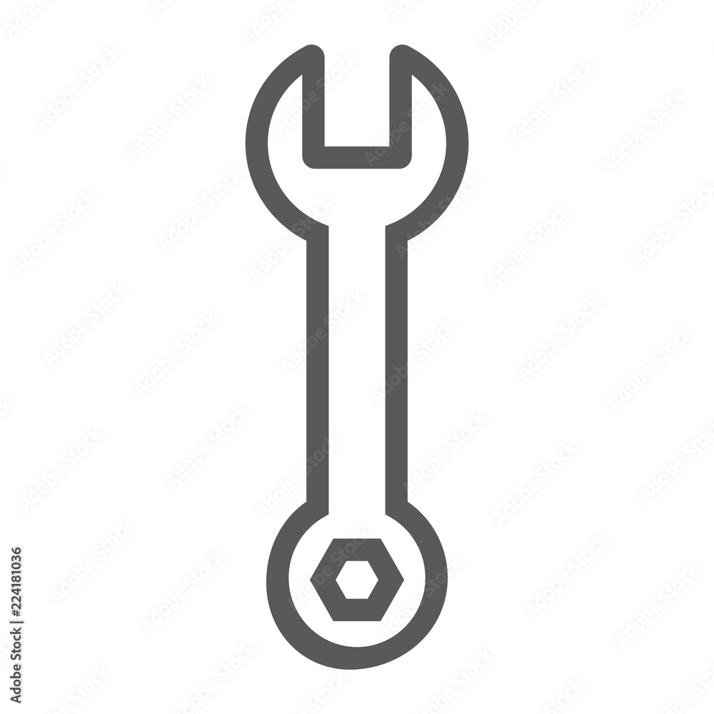 Wrench line icon, tool and repair, spanner sign, vector graphics, a linear pattern on a white background. Wrench line icon, tool and repair, spanner sign, vector graphics, a linear pattern on a white background.