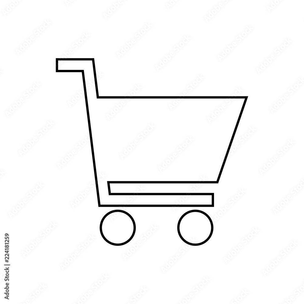 thin line shopping card, trolley icon on white background. Logo vector illustration thin line shopping card, trolley icon on white background. Logo vector illustration