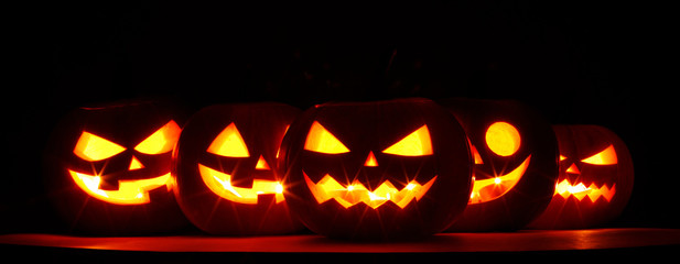 Halloween Pumpkins in darkness