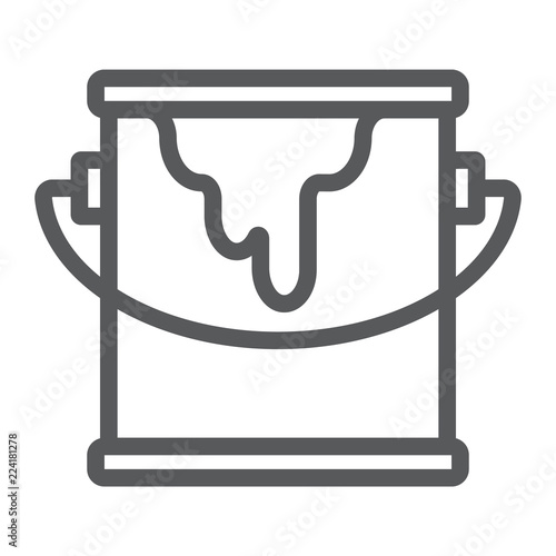 Bucket of paint line icon, paint and container, can sign, vector graphics, a linear pattern on a white background.