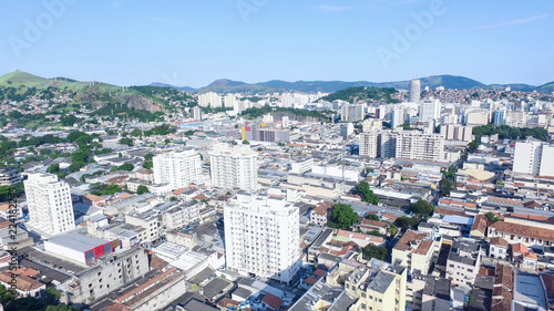 Buildings of the city of Niterói with sea in the background, aerial view