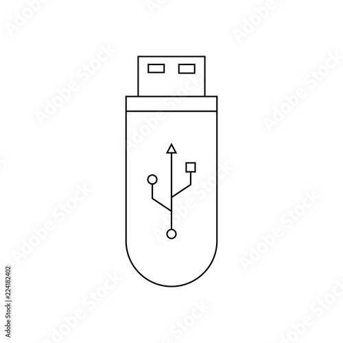 Usb flash drive line icon. Linear style pictogram isolated on white. Symbol, logo illustration. Pixel perfect