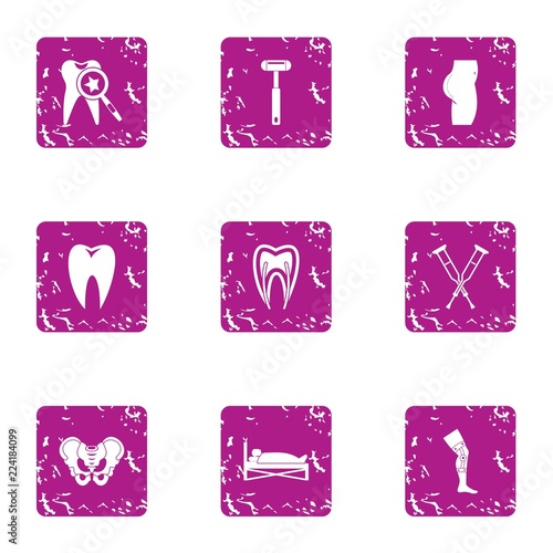 Osteal icons set. Grunge set of 9 osteal vector icons for web isolated on white background