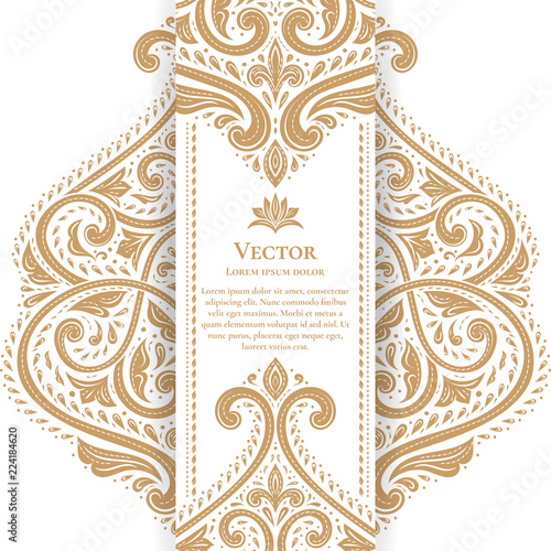 Gold and white vintage greeting card. Luxury vector ornament template. Great for invitation, flyer, menu, brochure, postcard, background, wallpaper, decoration, packaging or any desired idea © Annartlab