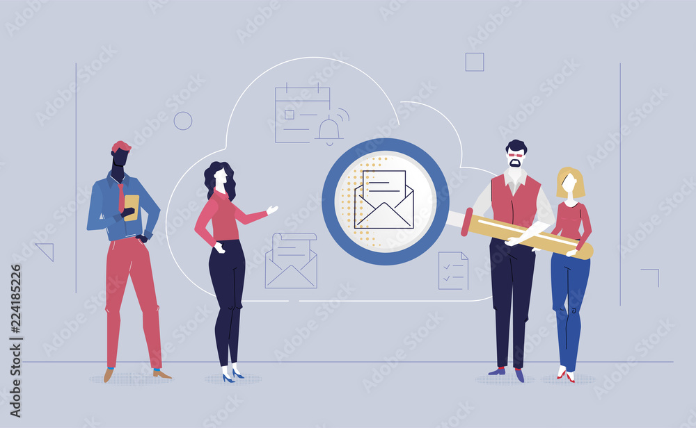 Fototapeta premium Business correspondence - flat design style colorful illustration