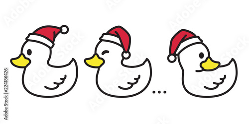 duck vector Christmas vector Santa claus Xmas icon logo cartoon character illustration white