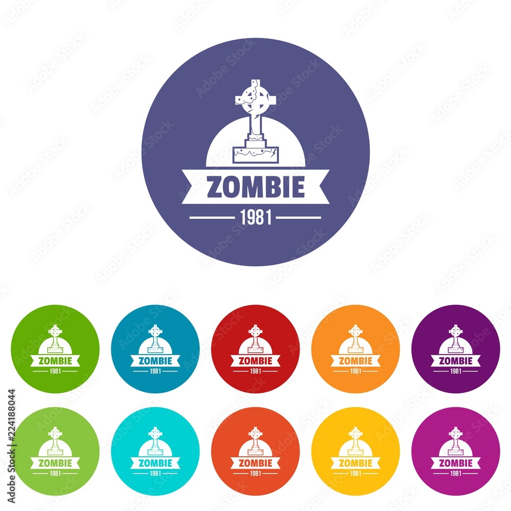 Zombie dark icons color set vector for any web design on white background