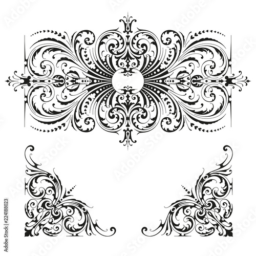 detailed classic Victorian style ornament / flourish and matching corner design elements - perfect for wedding stationery and everything needing an elegant twist