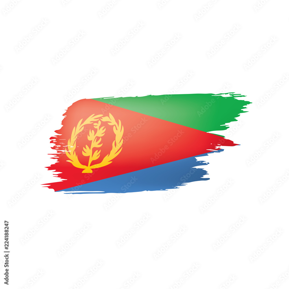 Fototapeta premium Eritrea flag, vector illustration on a white background.